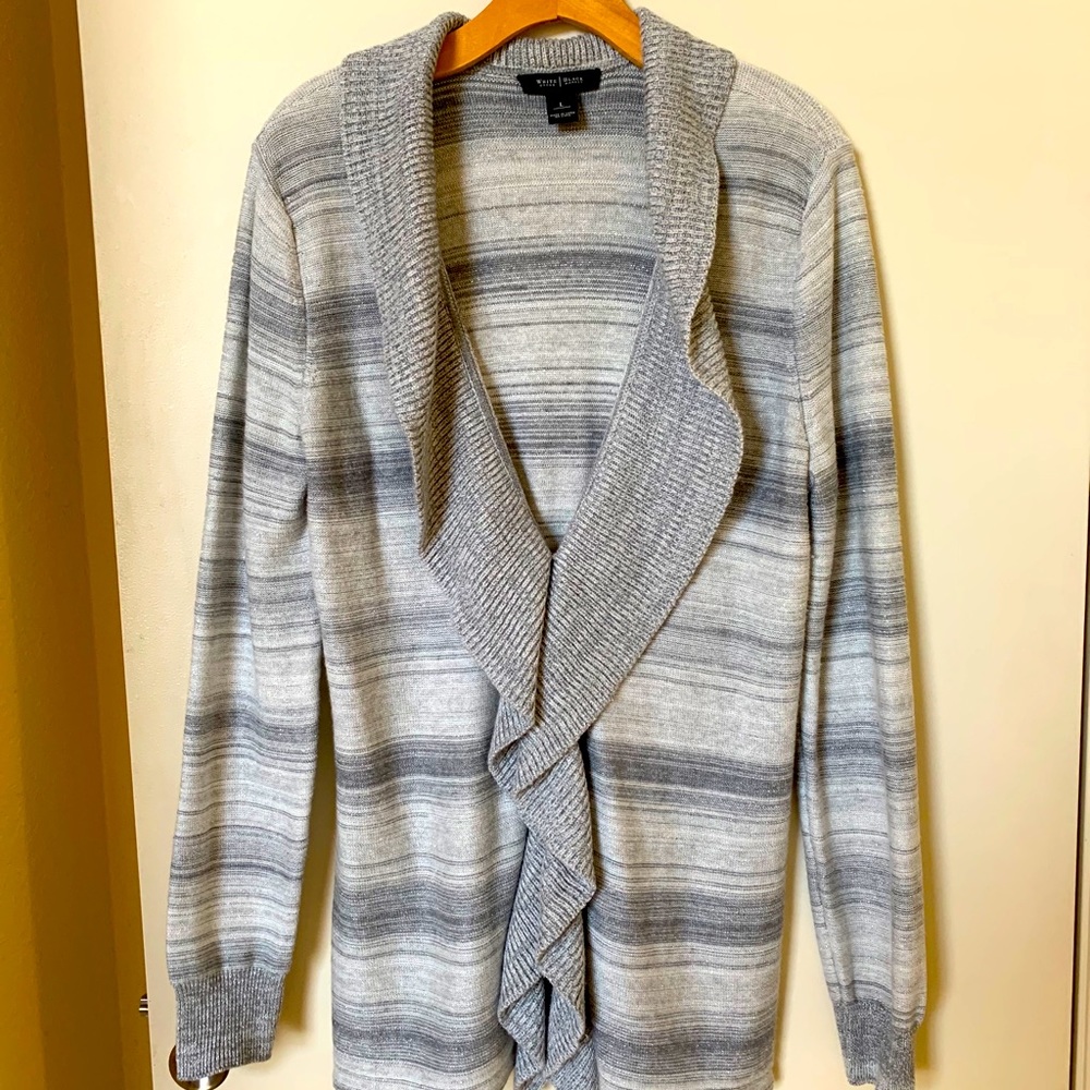 White House Black Market silver draped cardigan